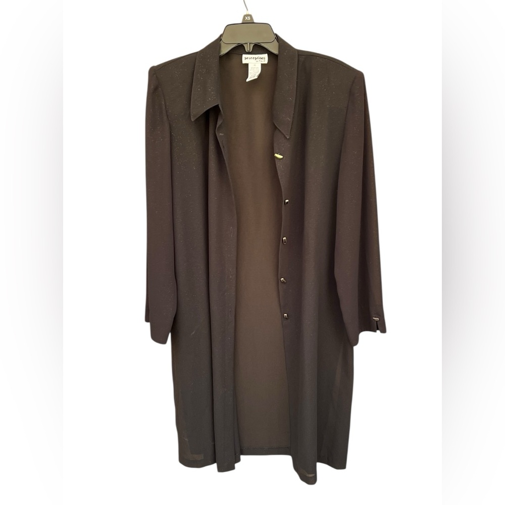 Perceptions by Jayne B Black Long Button Front Blouse Women’s Size 14